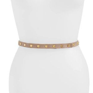 Ada Cala Studded Skinny Leather Belt Taupe